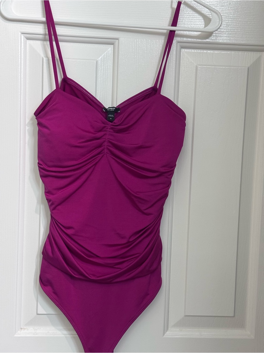Express Magenta Ruched Spaghetti-Strap Women's Top